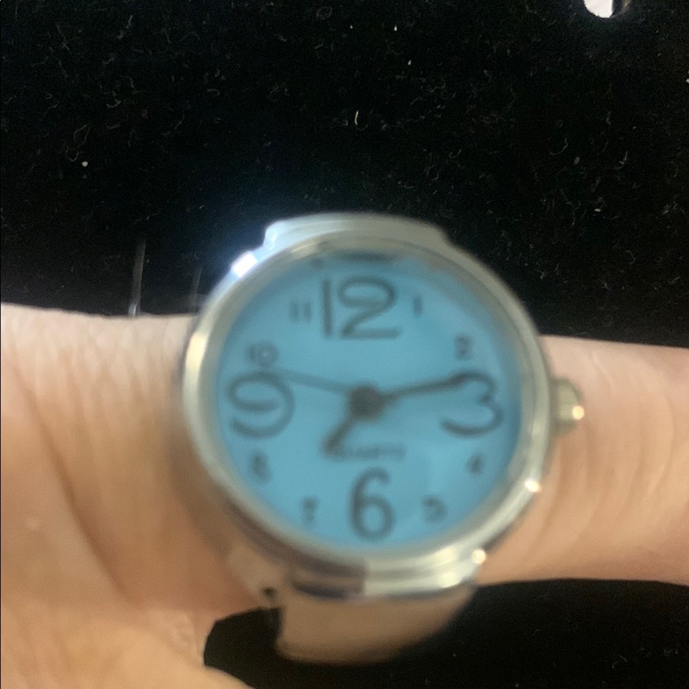Silver and Blue Analog Watch